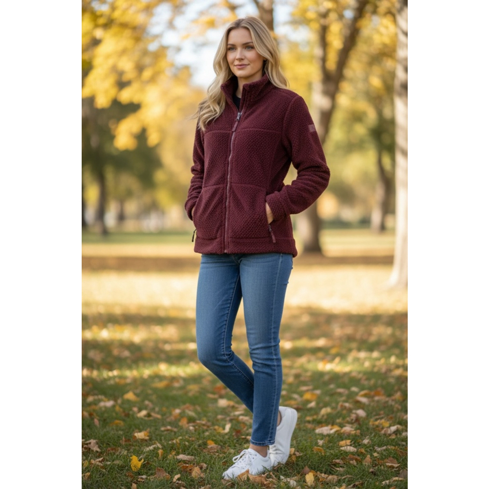 Womens Free Country plush butter pile jacket eggplant size l